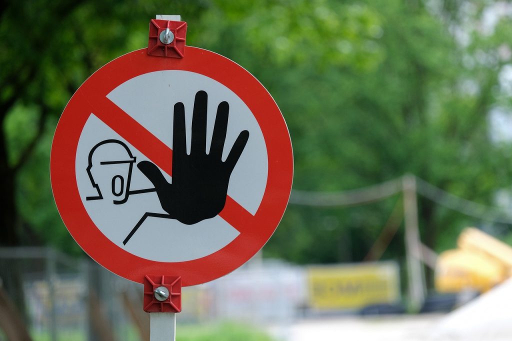 warning sign, construction site, sign